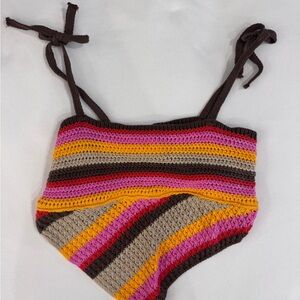 Striped Crochet Halter Top